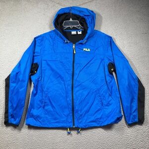 Vtg FILA Sport‎ Windbreaker Jacket Mens XL  Blue Full Zip Lightweight Hooded